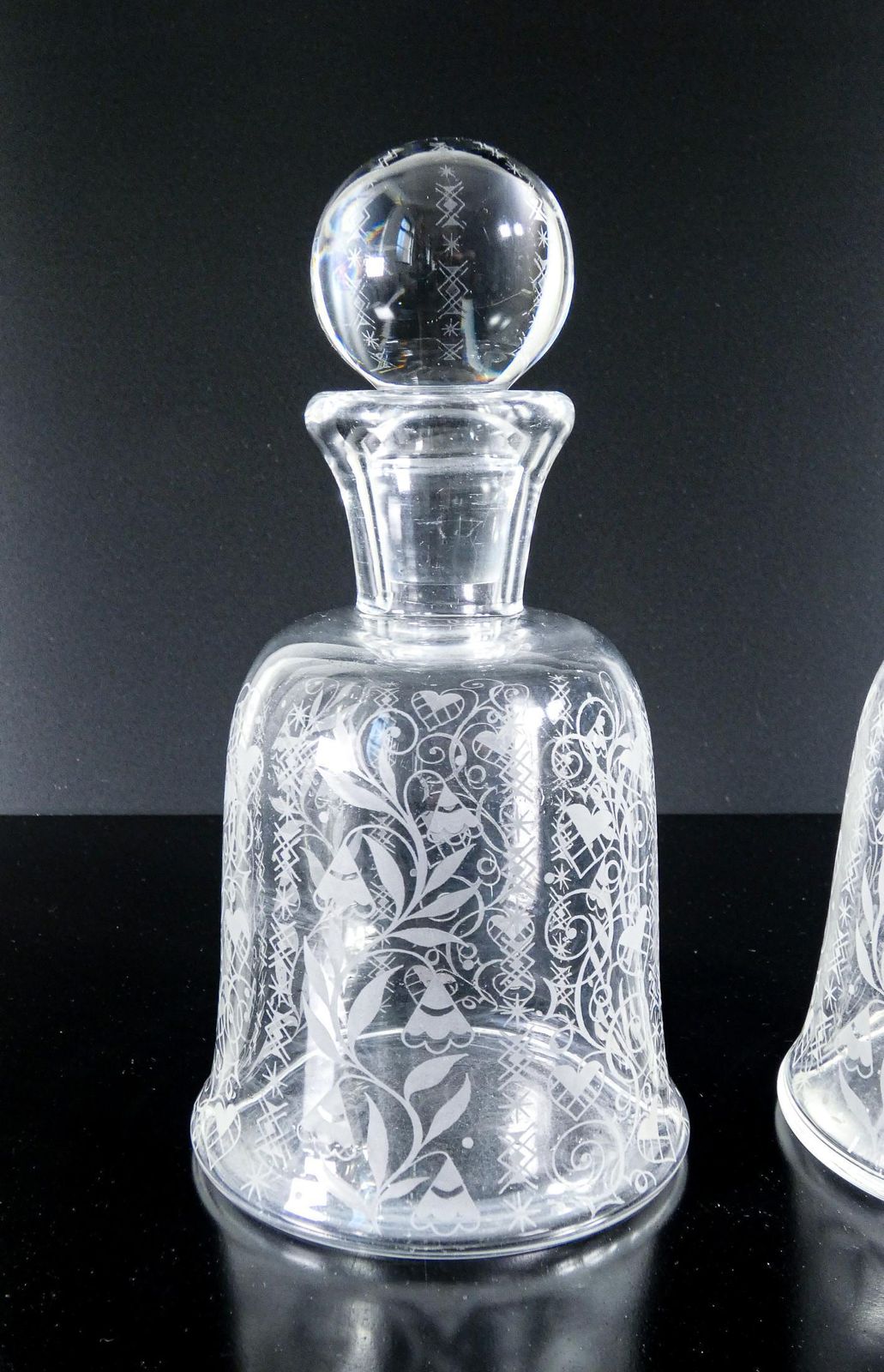 Pair Of Baccarat Crystal Bottles, Morivo Argentina. France, 1940s photo for sale