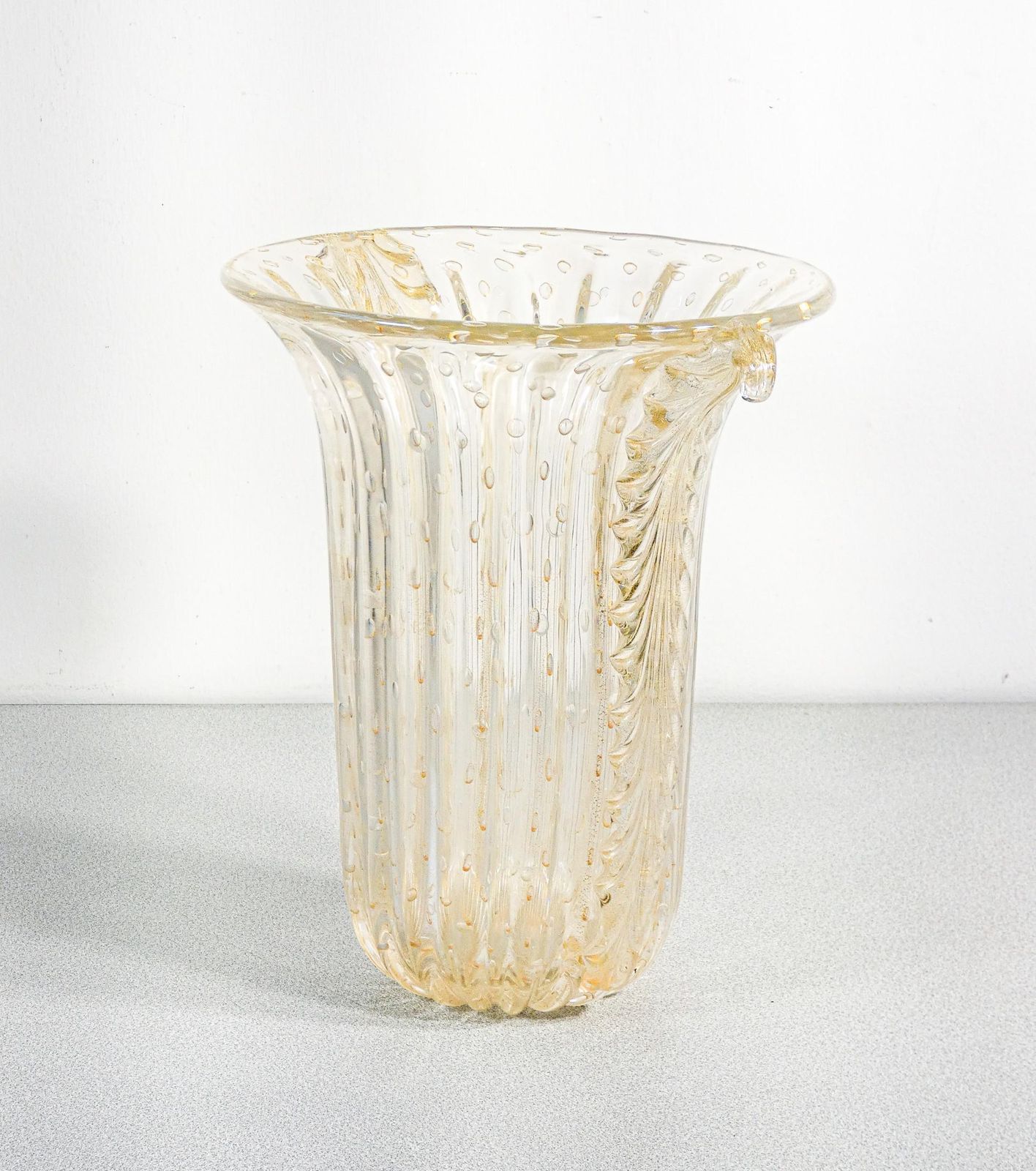 Toso Murano Design Vase, Transparent Blown Glass Bullicant, Corded photo 1023.0