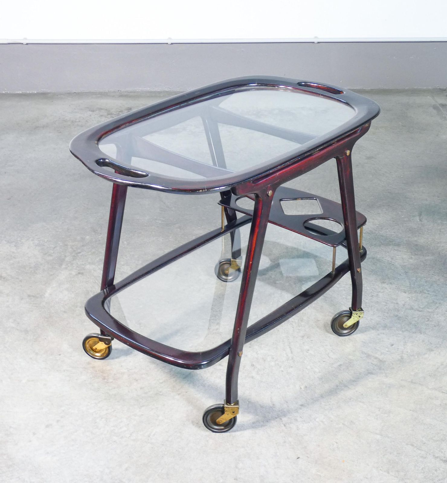 Cesare Lacca Design Food Cart, Lacquered Wood With Tray. 1950s photo 648.0