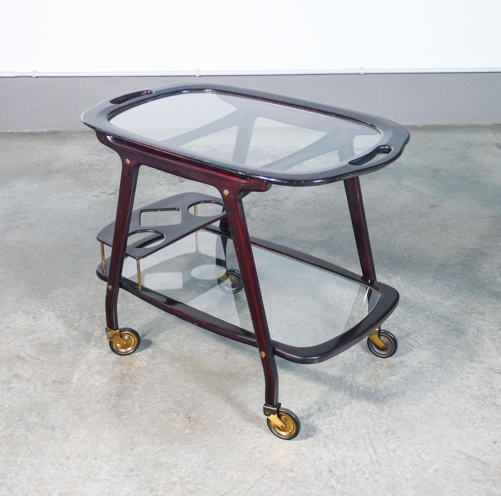 Cesare Lacca Design Food Cart, Lacquered Wood With Tray. 1950s photo buy
