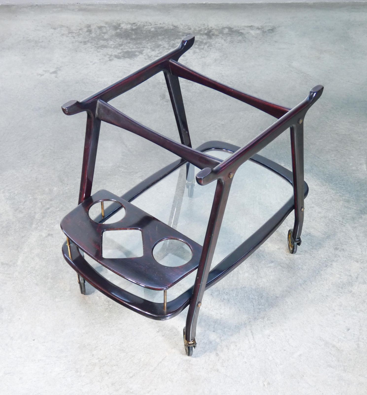 Home Decor Cesare Lacca Design Food Cart, Lacquered Wood With Tray. 1950s photo