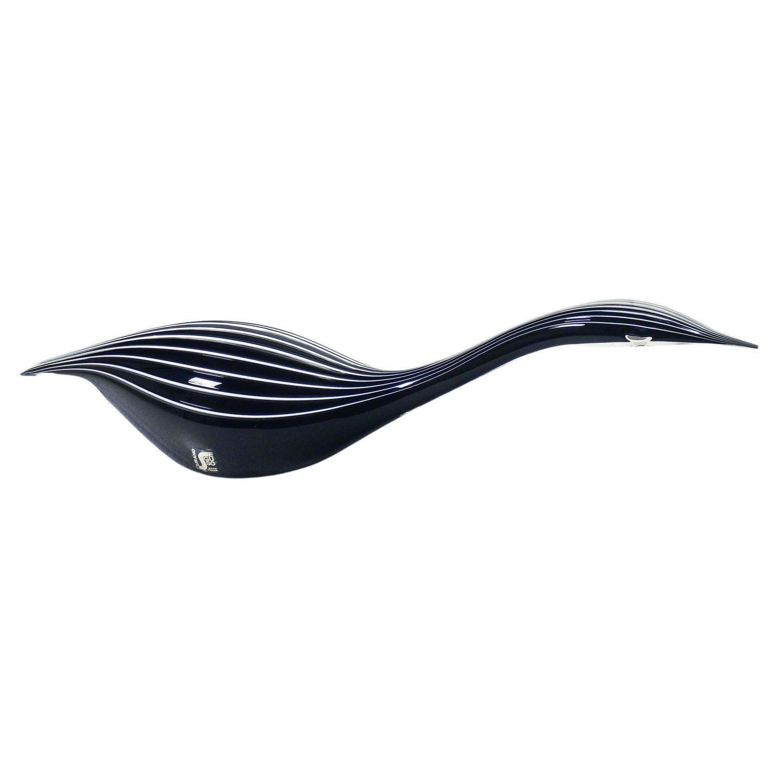 Scultura In Vetro Soffiato "Cigno Nero", Design Di Livio Seguso. Murano, Anni 80