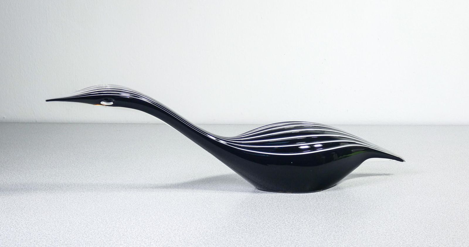 Scultura In Vetro Soffiato "Cigno Nero", Design Di Livio Seguso. Murano, Anni 80 photo buy