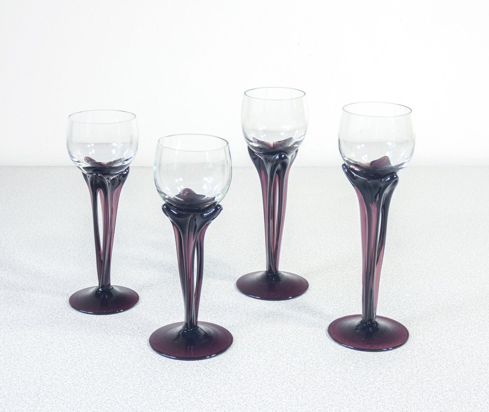 Set Of Four Goblets, Or Candle Holders, In Blown Glass By Alicja Macocha photo furniture