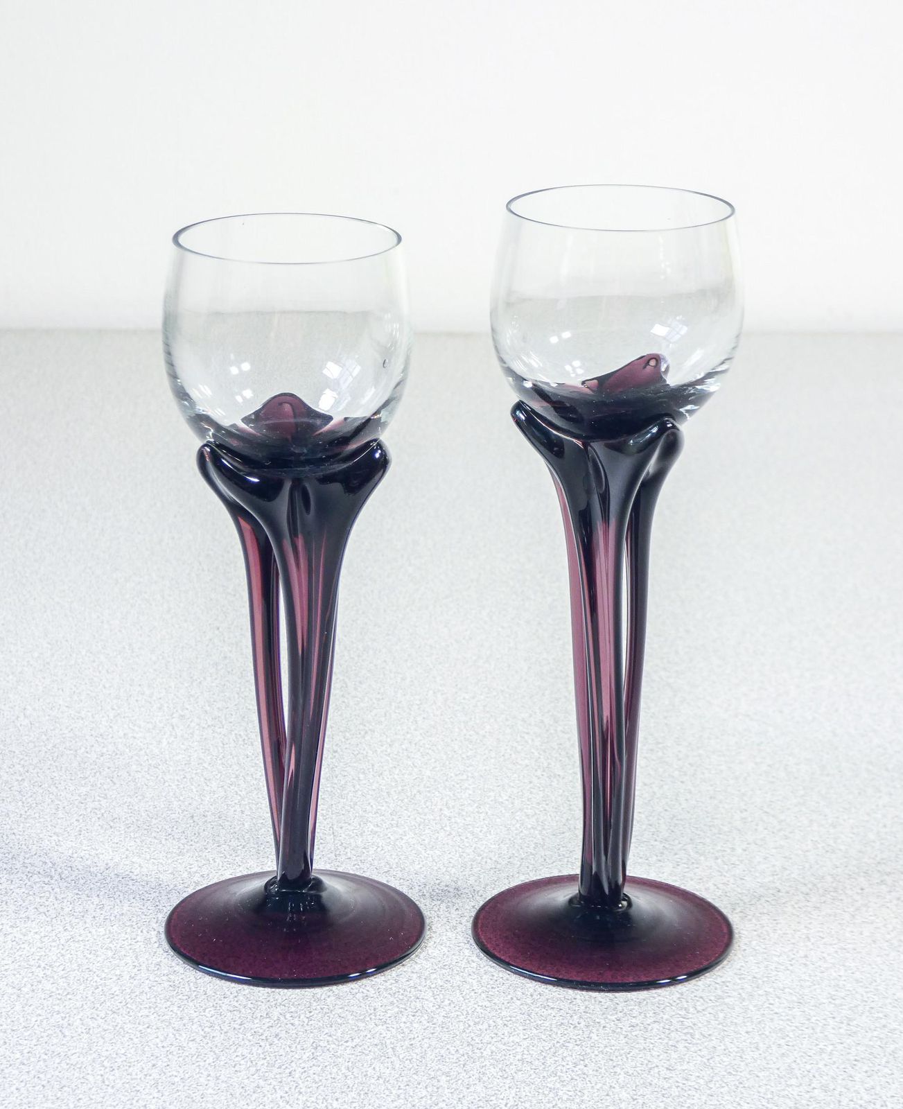 Set Of Four Goblets, Or Candle Holders, In Blown Glass By Alicja Macocha photo vintage