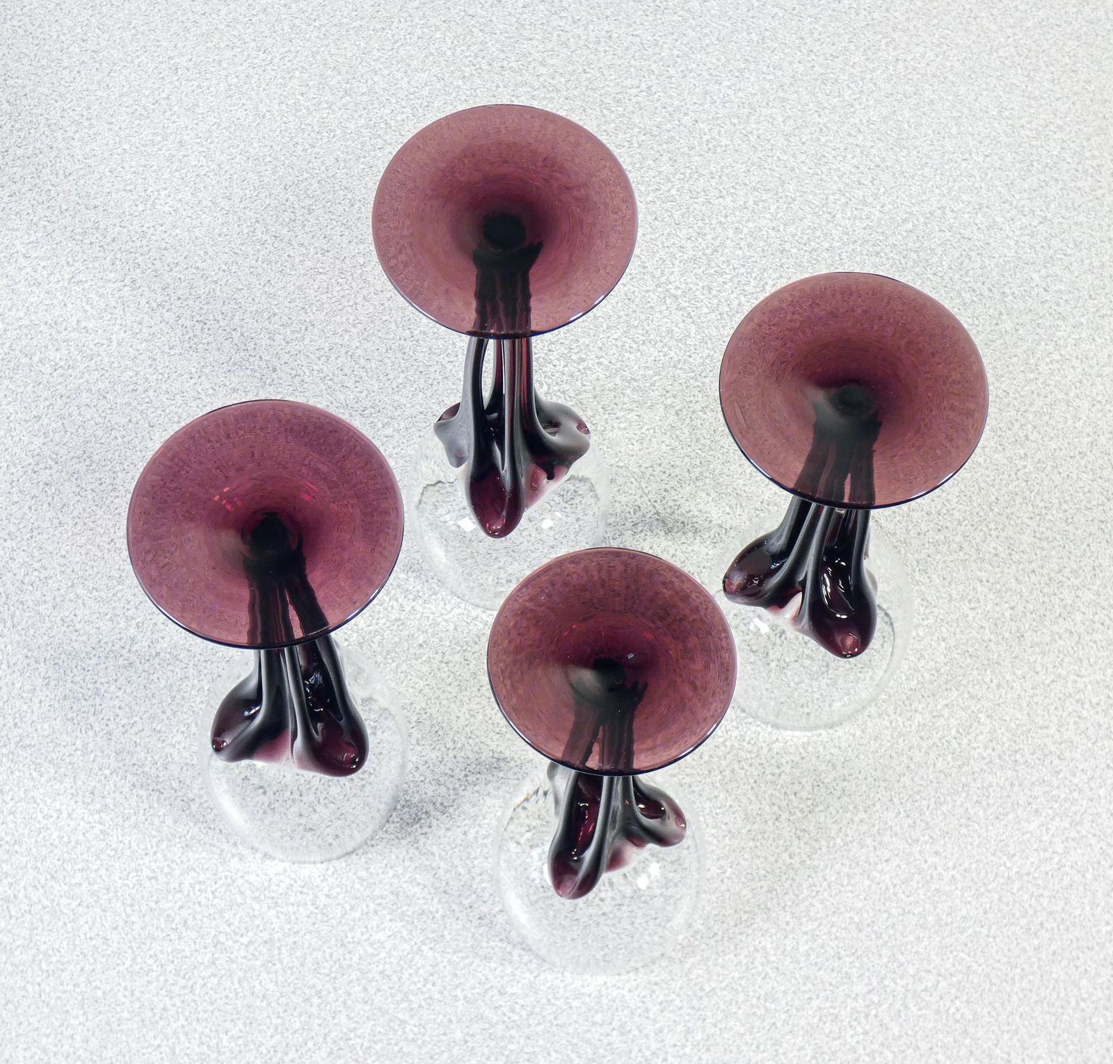 photo for sale Set Of Four Goblets, Or Candle Holders, In Blown Glass By Alicja Macocha