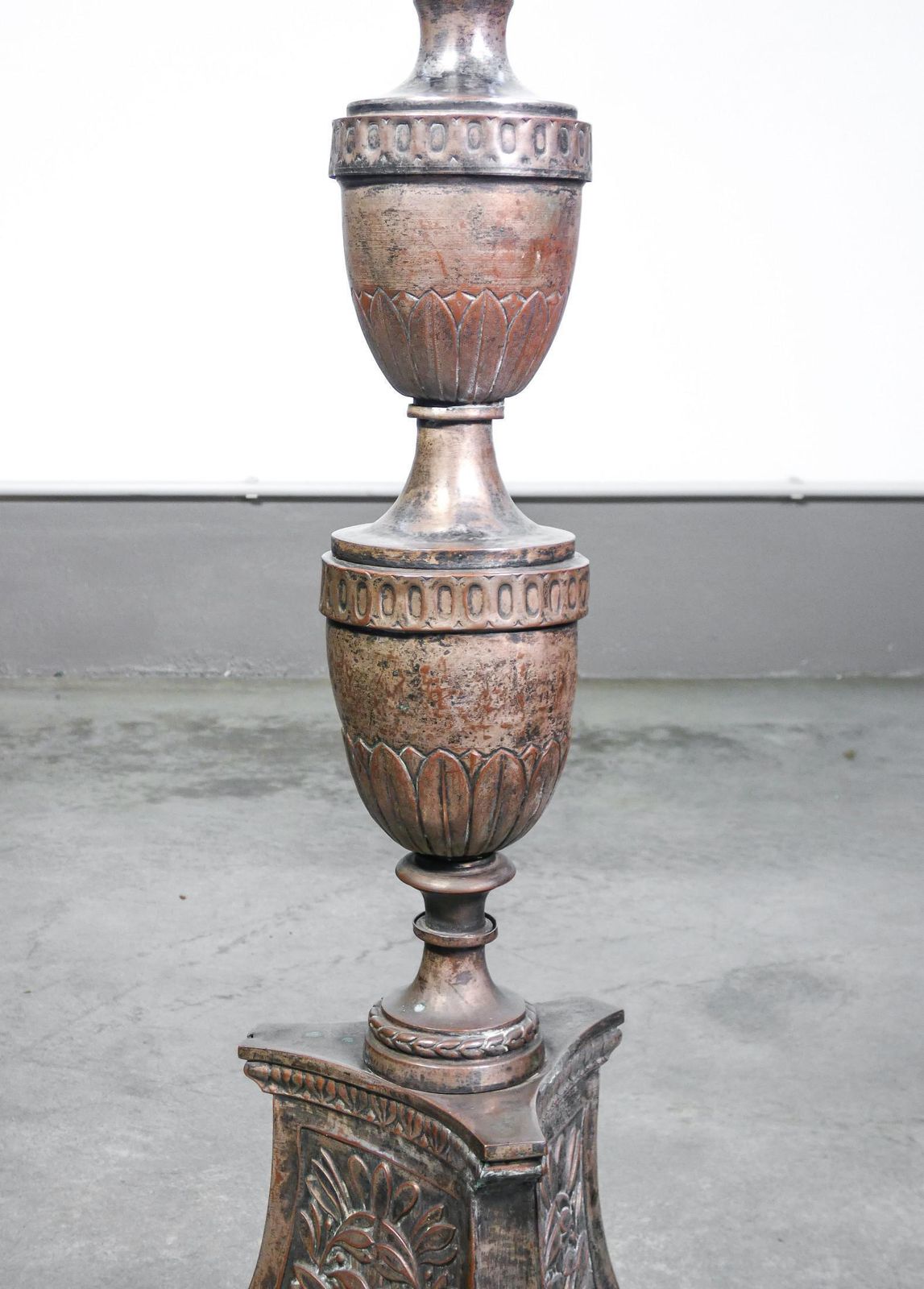 Candlestick In Silvered Copper, Embossed Decoration, Italy, 18th Century photo buy