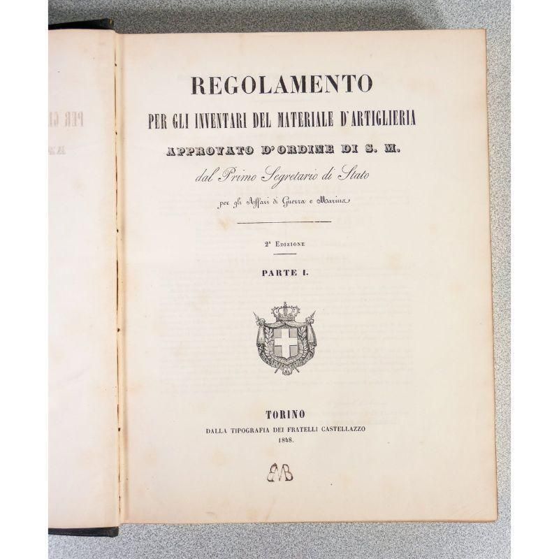 Regulations For Artillery Inventories, Turin 1848 photo vintage