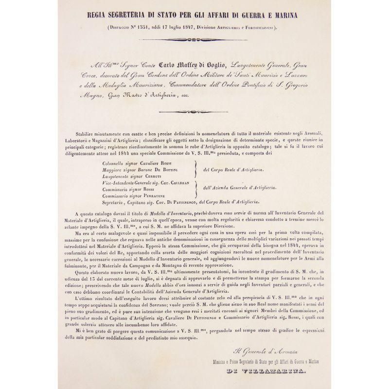 332.0 Regulations For Artillery Inventories, Turin 1848 photo