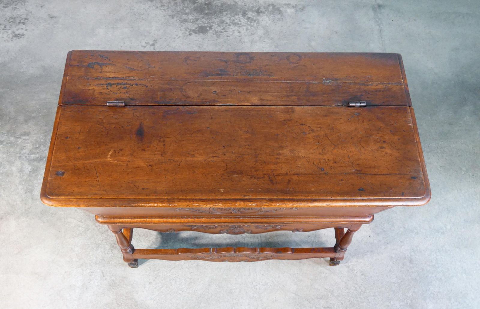photo for sale Vintage Solid Walnut Wood Sideboard Decorated In Bas Relief. Early 19th Century