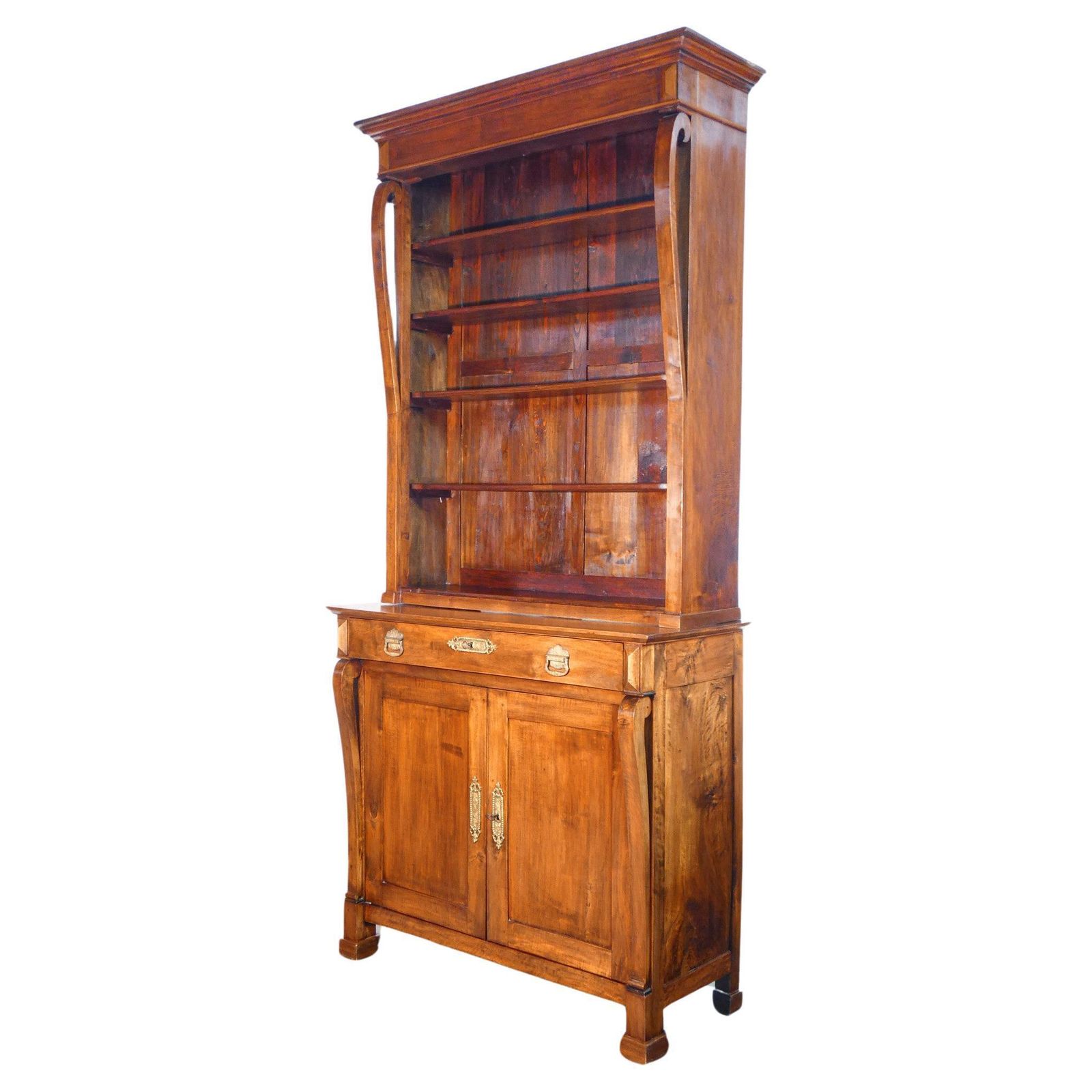 Large Empire Style Sideboard Bookcase Made Of Solid Walnut Wood. Early 19th Century