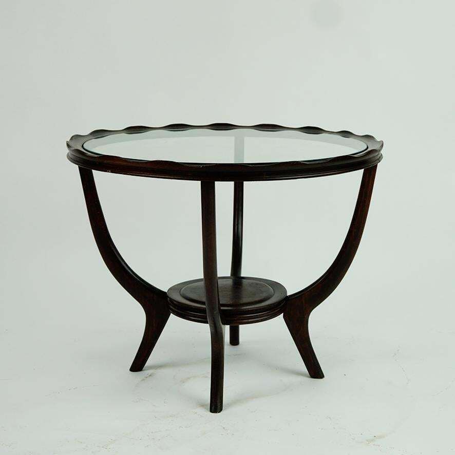 Circular Italian Mid Century Glass Top Coffee Table Attr. To Carlo Di Carli photo furniture