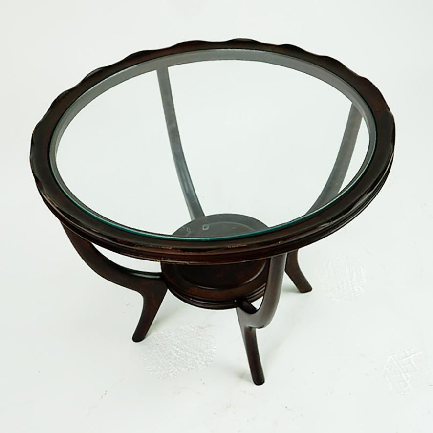 Circular Italian Mid Century Glass Top Coffee Table Attr. To Carlo Di Carli photo vinterior