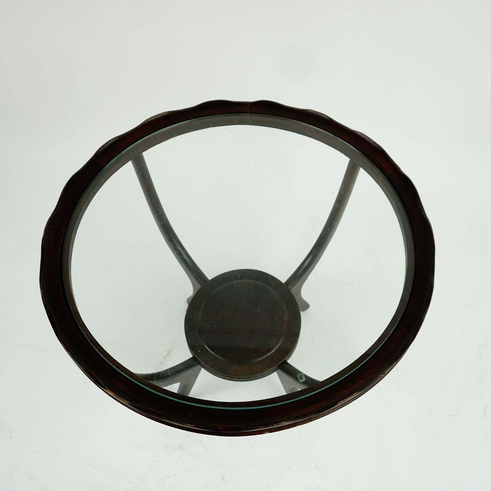 photo furniture Circular Italian Mid Century Glass Top Coffee Table Attr. To Carlo Di Carli