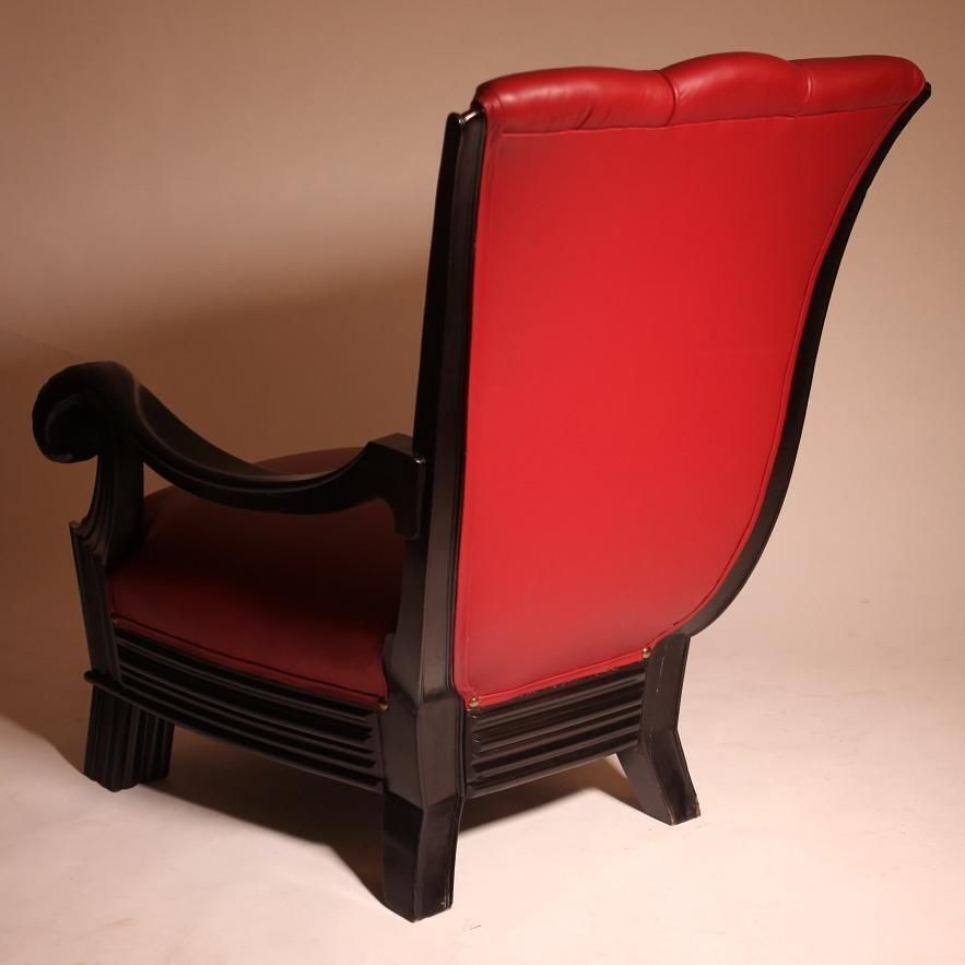 Pair Of Austrian Red Leather Art Deco Armchairs Attributed To Otto Prutscher photo Furniture
