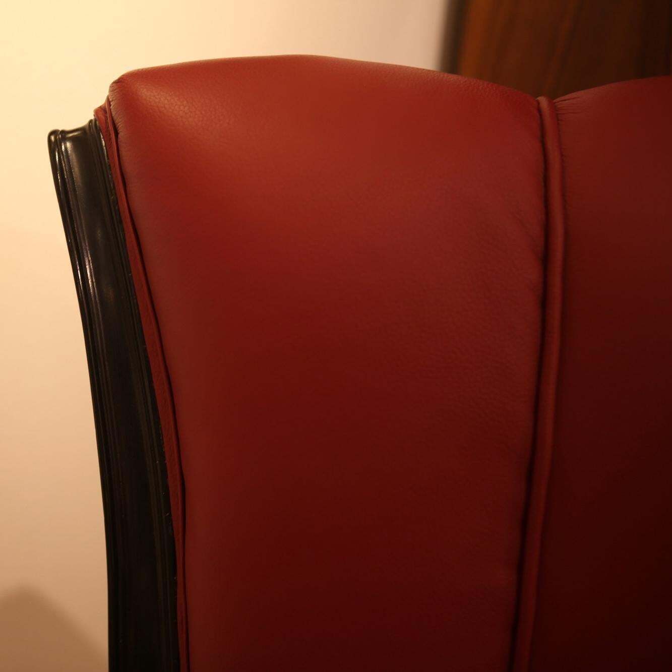 photo vinterior Pair Of Austrian Red Leather Art Deco Armchairs Attributed To Otto Prutscher