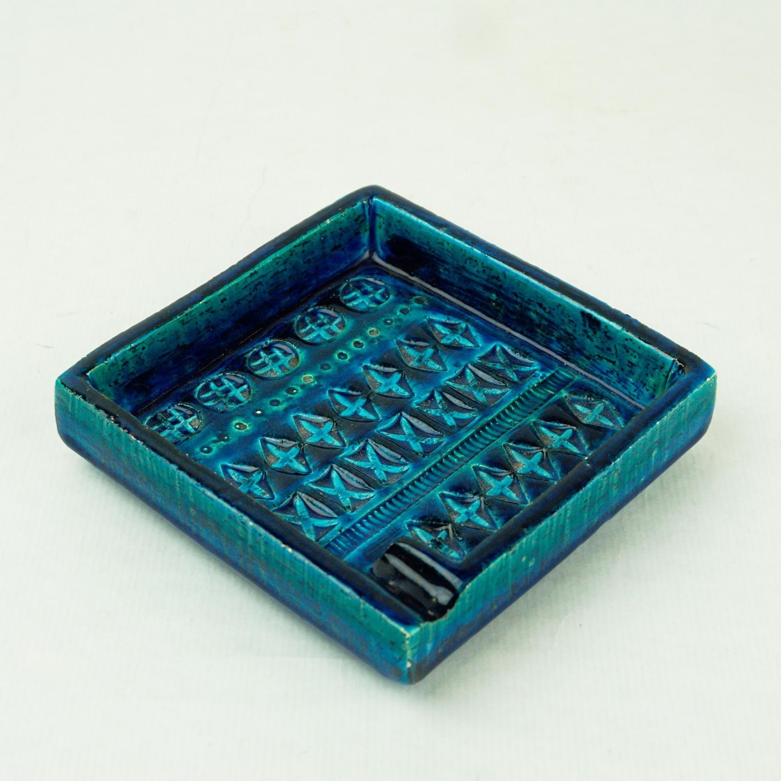 Italian Midcentury Square Rimini Blu Ceramic Ashtray By Aldo Londi For Bitossi photo Home Decor