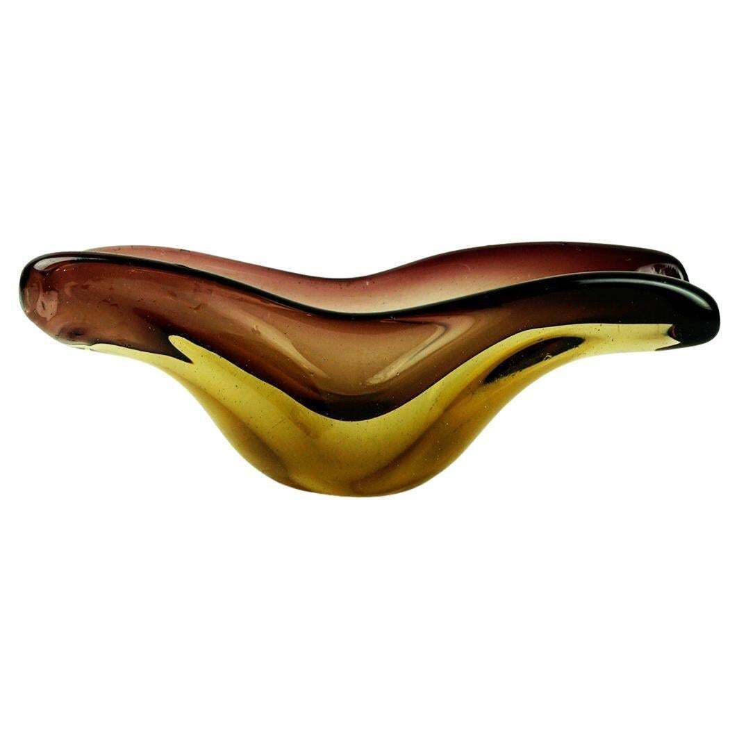 Brown Sommerso Glass Bowl By Flavio Poli For Seguso Murano Italy