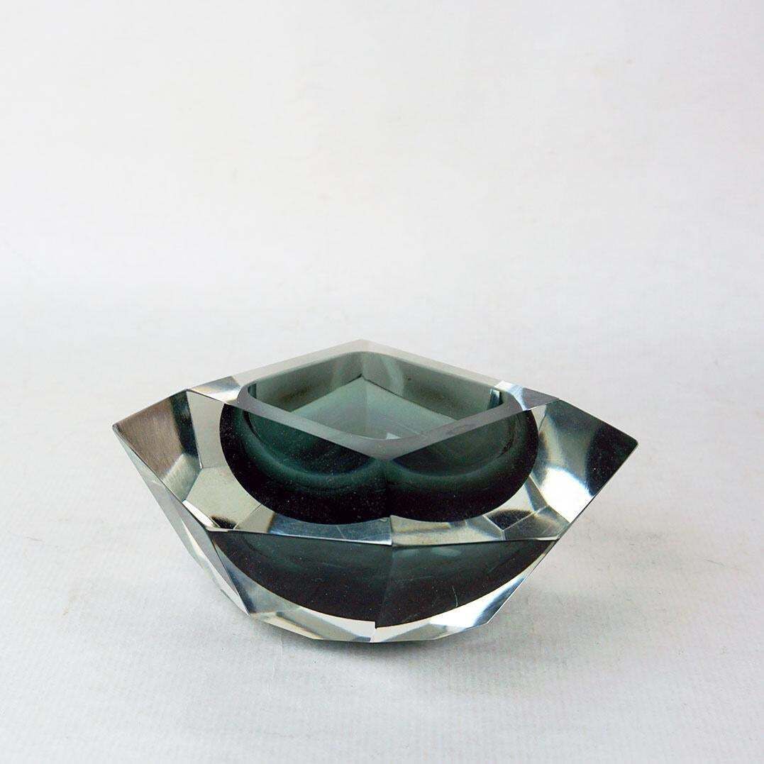 Grey Italian Facetted Murano Glass Bowl By Flavio Poli For Seguso photo Home Decor