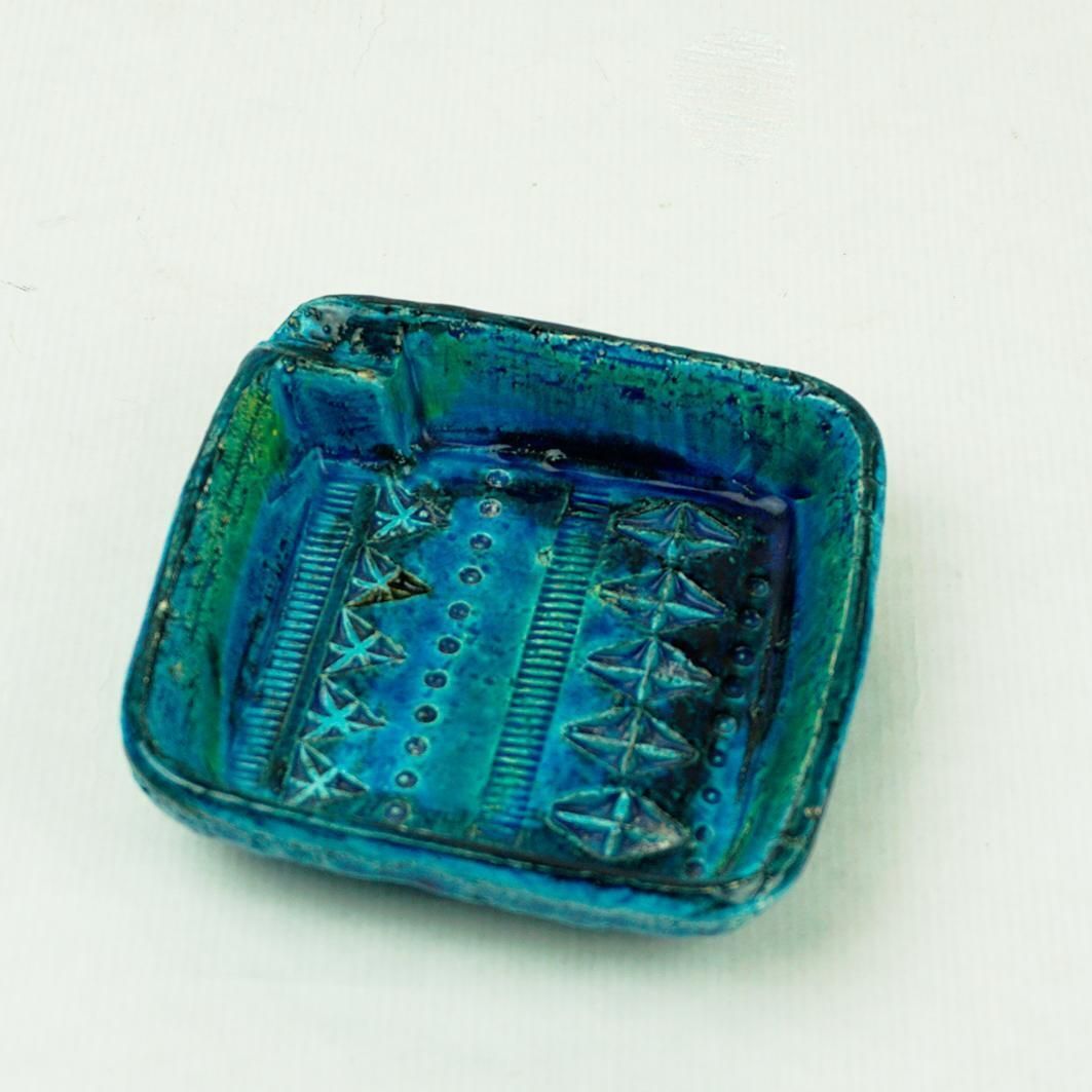 Italian Midcentury Rimini Blu Ceramic Ashtray By Aldo Londi For Bitossi photo for sale
