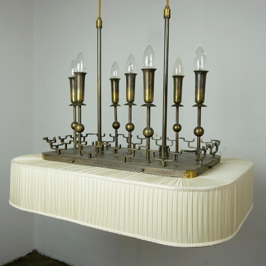Art Deco Brass And Glass Billard Or Snooker Chandelier photo furniture