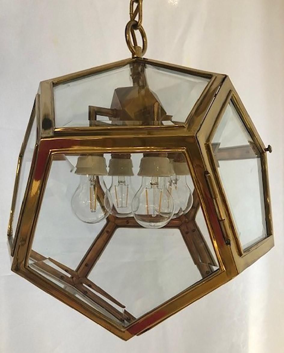 Austrian Art Nouveau Brass And Glass Dodekaeder Lamp By Adolf Loos photo Home Decor
