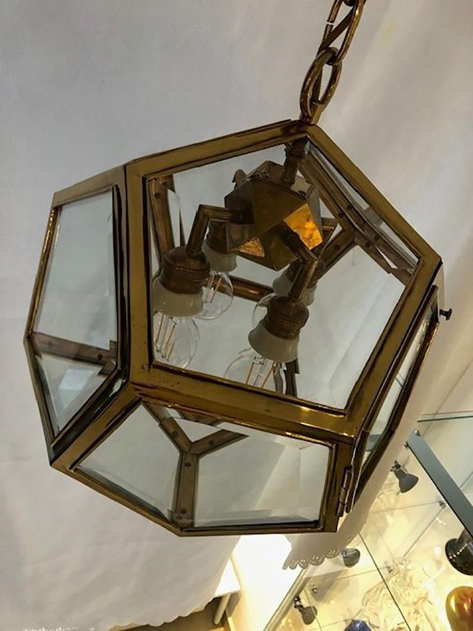 Austrian Art Nouveau Brass And Glass Dodekaeder Lamp By Adolf Loos photo 40906.0