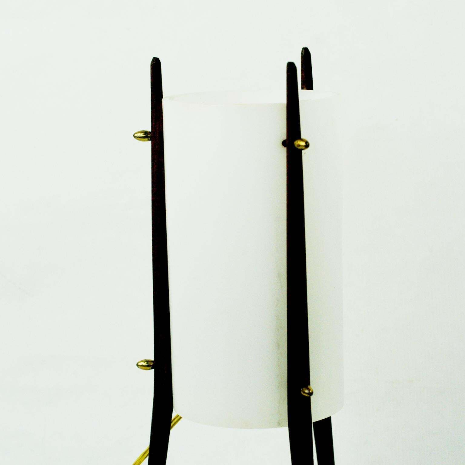 Italian Teak And White Perspec Table Lamp By Alfaplex Milano photo vintage
