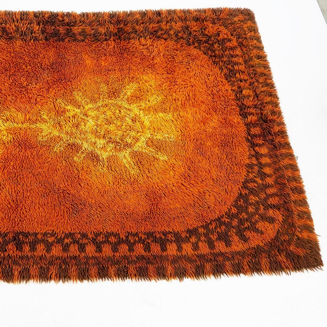 Scandinavian Modern Danish Orange And Yellow Wool Rya Rug photo for sale