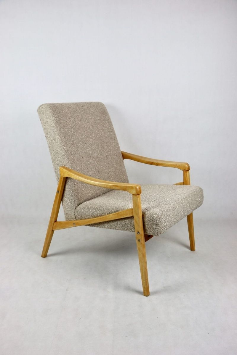 Armchair Czech Design Jiri Jiroutek Art Deco Vintage Loft 70s Beige Boucle