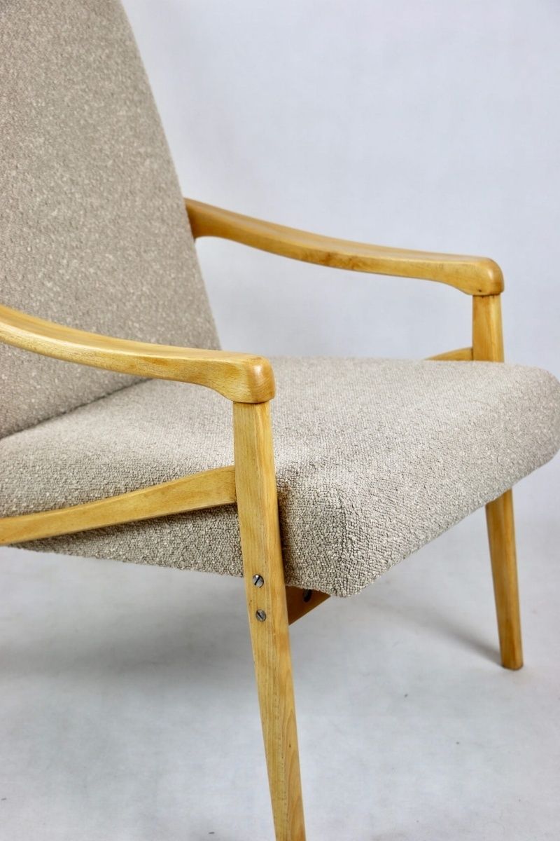Armchair Czech Design Jiri Jiroutek Art Deco Vintage Loft 70s Beige Boucle photo furniture