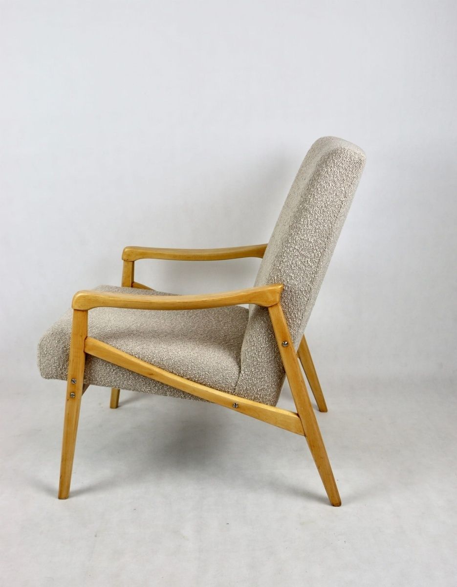 Armchair Czech Design Jiri Jiroutek Art Deco Vintage Loft 70s Beige Boucle photo buy