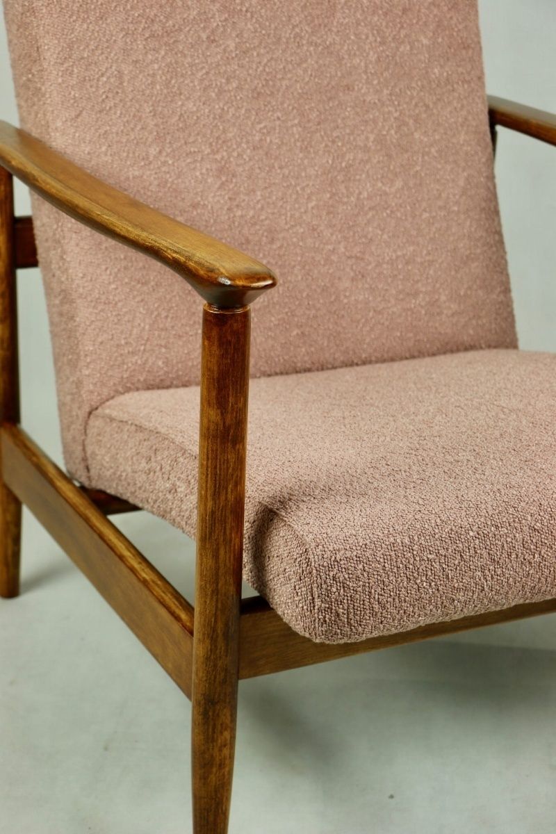 Gfm 142 Armchair, Designed By Edmund Homa From The 70s, Pink Boucle   2 Pcs Available photo vintage