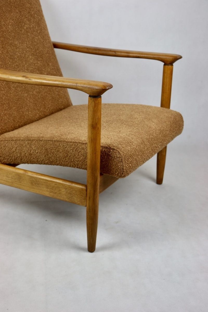 Gfm 142 Armchair, Designed By Edmund Homa From The 1970s, Coral   Gold Boucle photo furniture