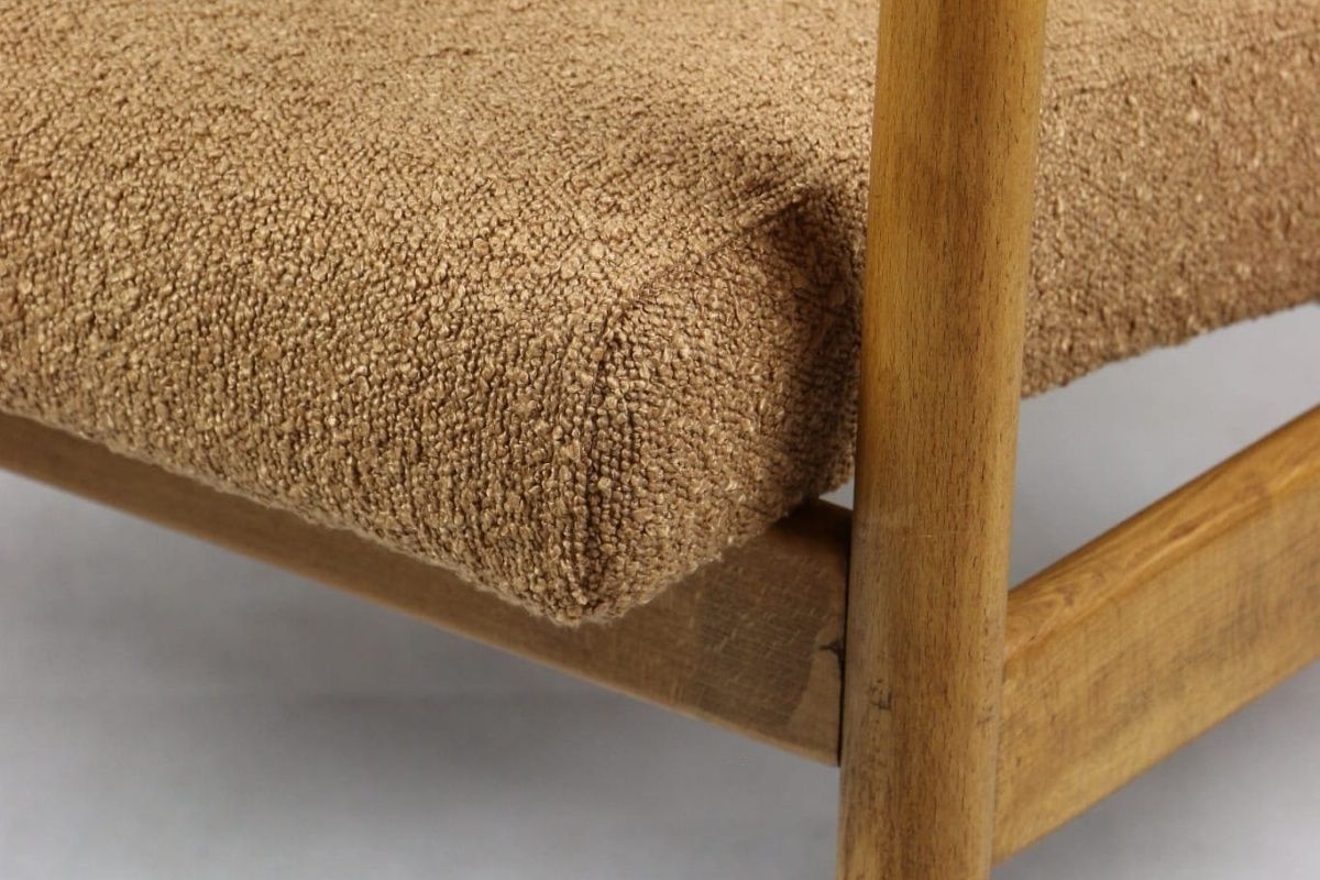 Gfm 142 Armchair, Designed By Edmund Homa From The 1970s, Coral   Gold Boucle photo vintage
