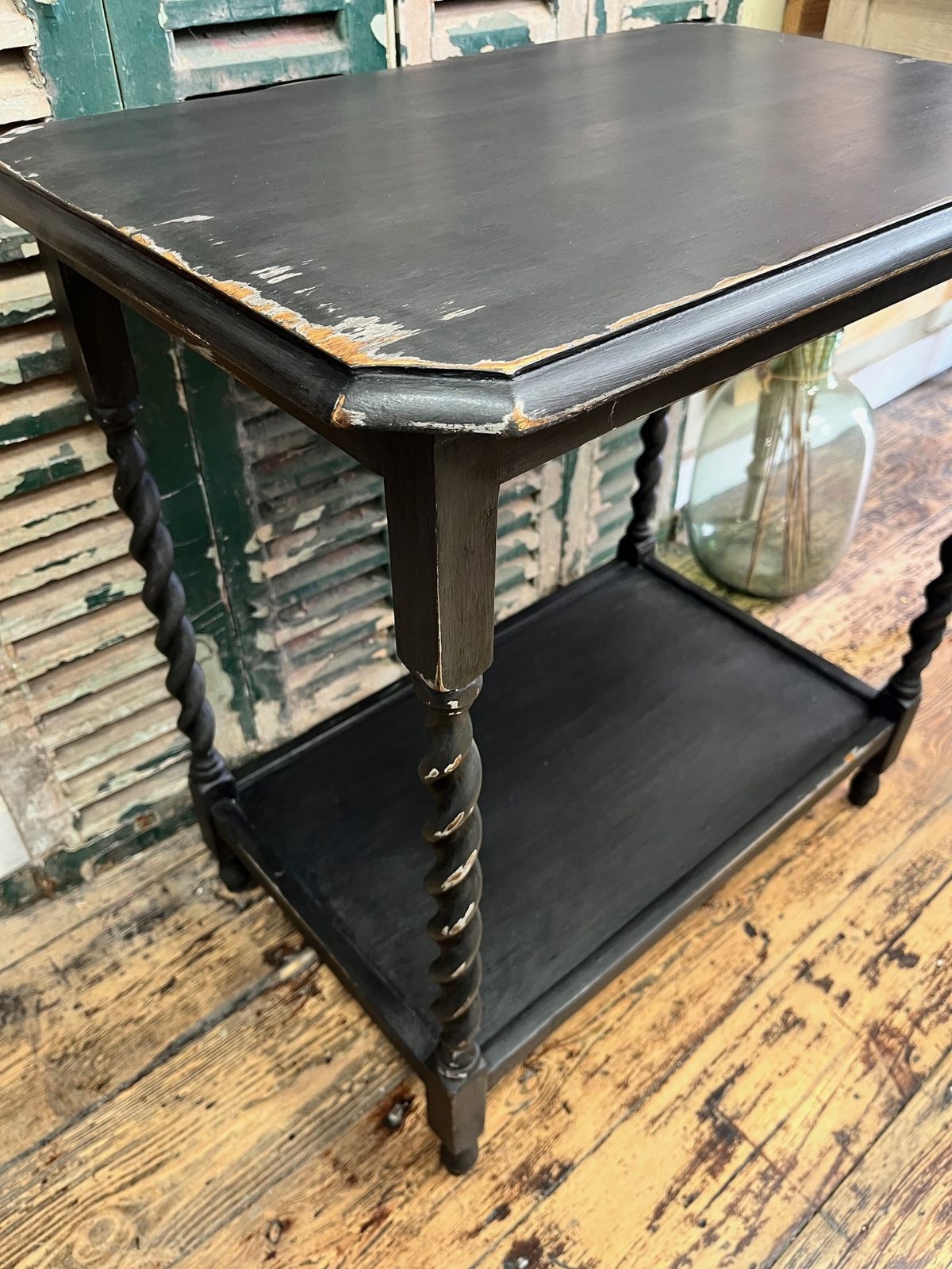 Hand Painted Distressed Black Hall Table photo 260.0