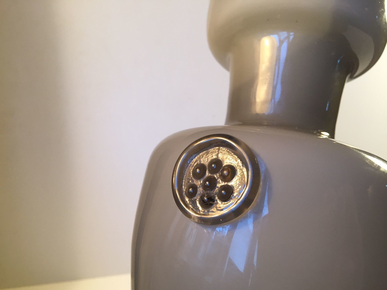 Italian Modernist Grey Cased Opaline Glass Vase From Empoli, 1970s photo Home Decor
