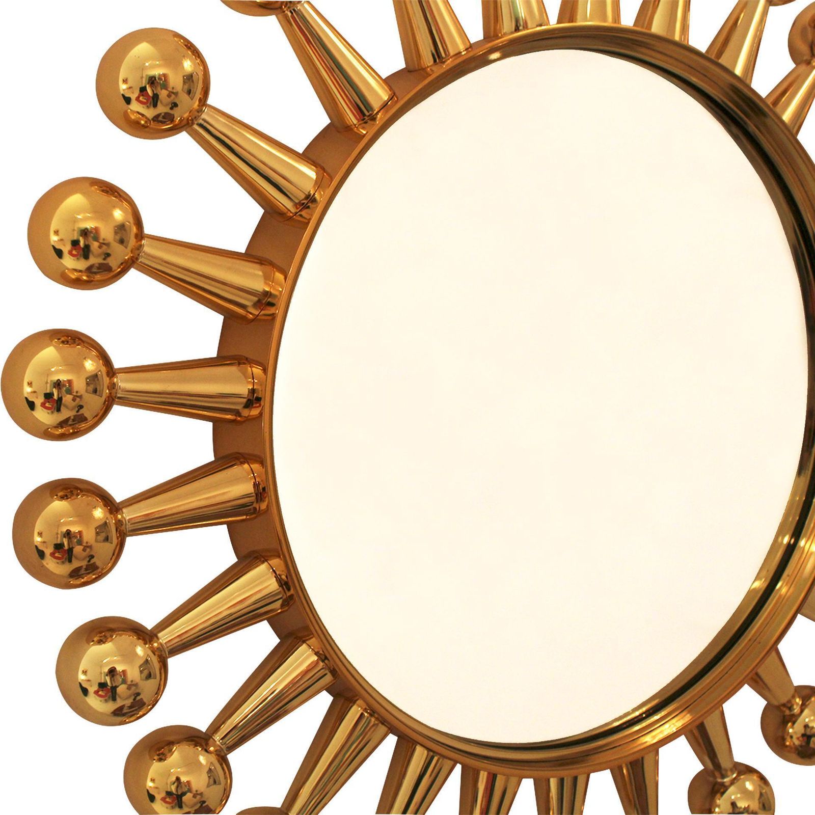 Contemporary Small Round Jack Mirror Made Of Brass By Jonathan Adler photo for sale