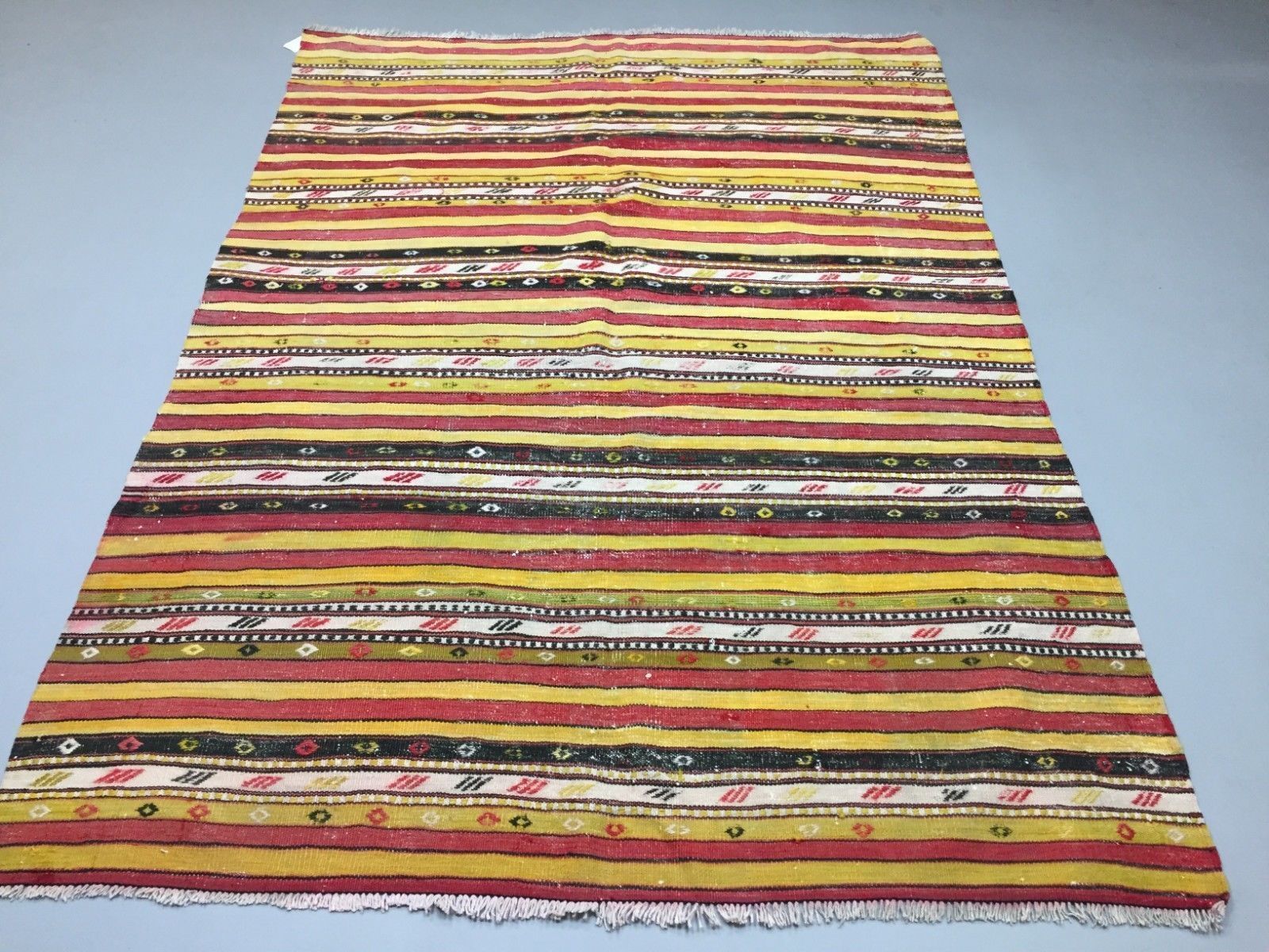 Antique Turkish Kilim Rug 213x150cm Shabby Vintage Old Wool Country Home Kelim