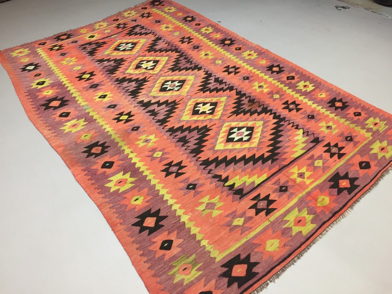 Old Turkish Kilim Kelim, 240x163cm Country House Boho Vintage Rustic Antique photo furniture