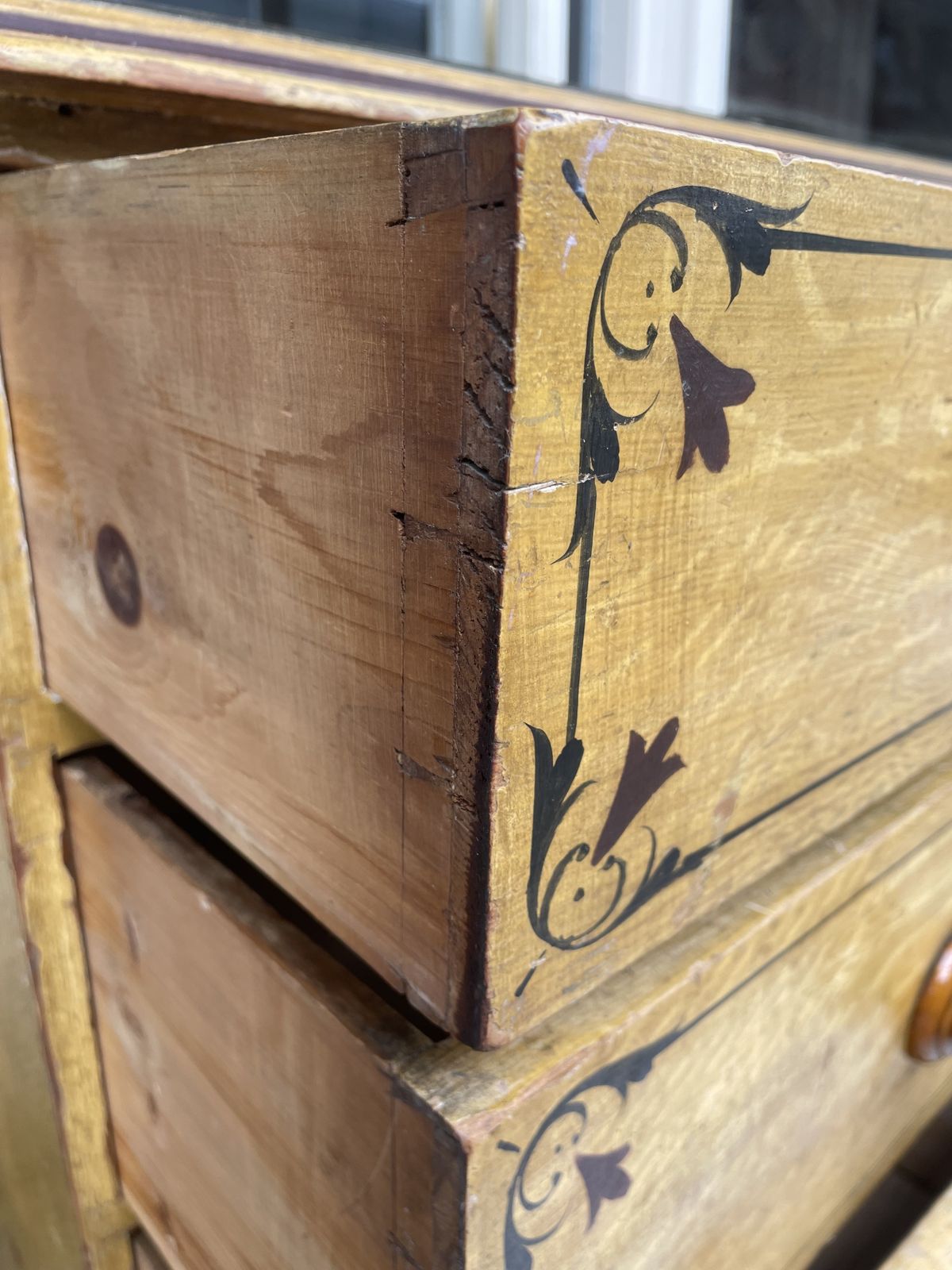 Victorian Pine Faux Wood Painted Chest Of Drawers photo Furniture
