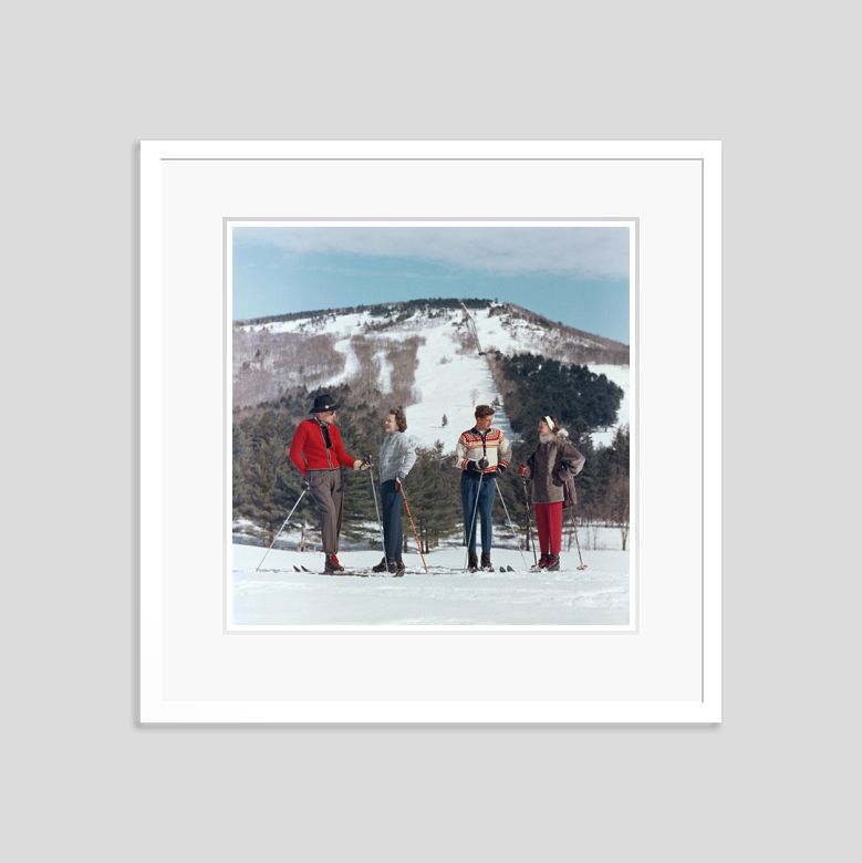 Slim Aarons 'Skiing In New Hampshire' Framed White photo furniture