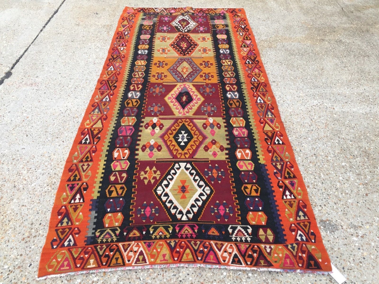 Vintage Turkish Kilim Kelim Rug 256x116cm Shabby Chic Wool, Country Home, Boho