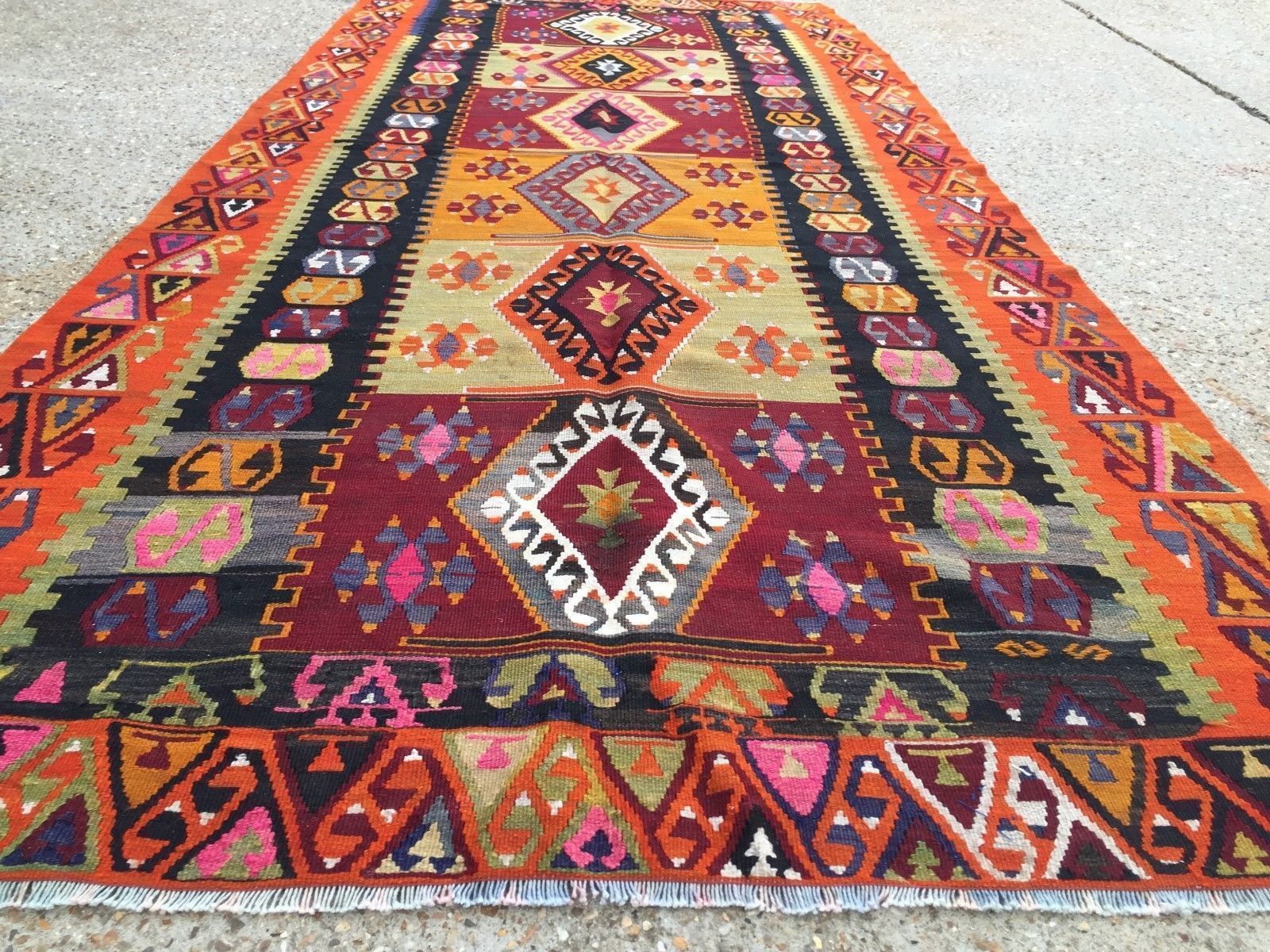 Vintage Turkish Kilim Kelim Rug 256x116cm Shabby Chic Wool, Country Home, Boho photo 535.0