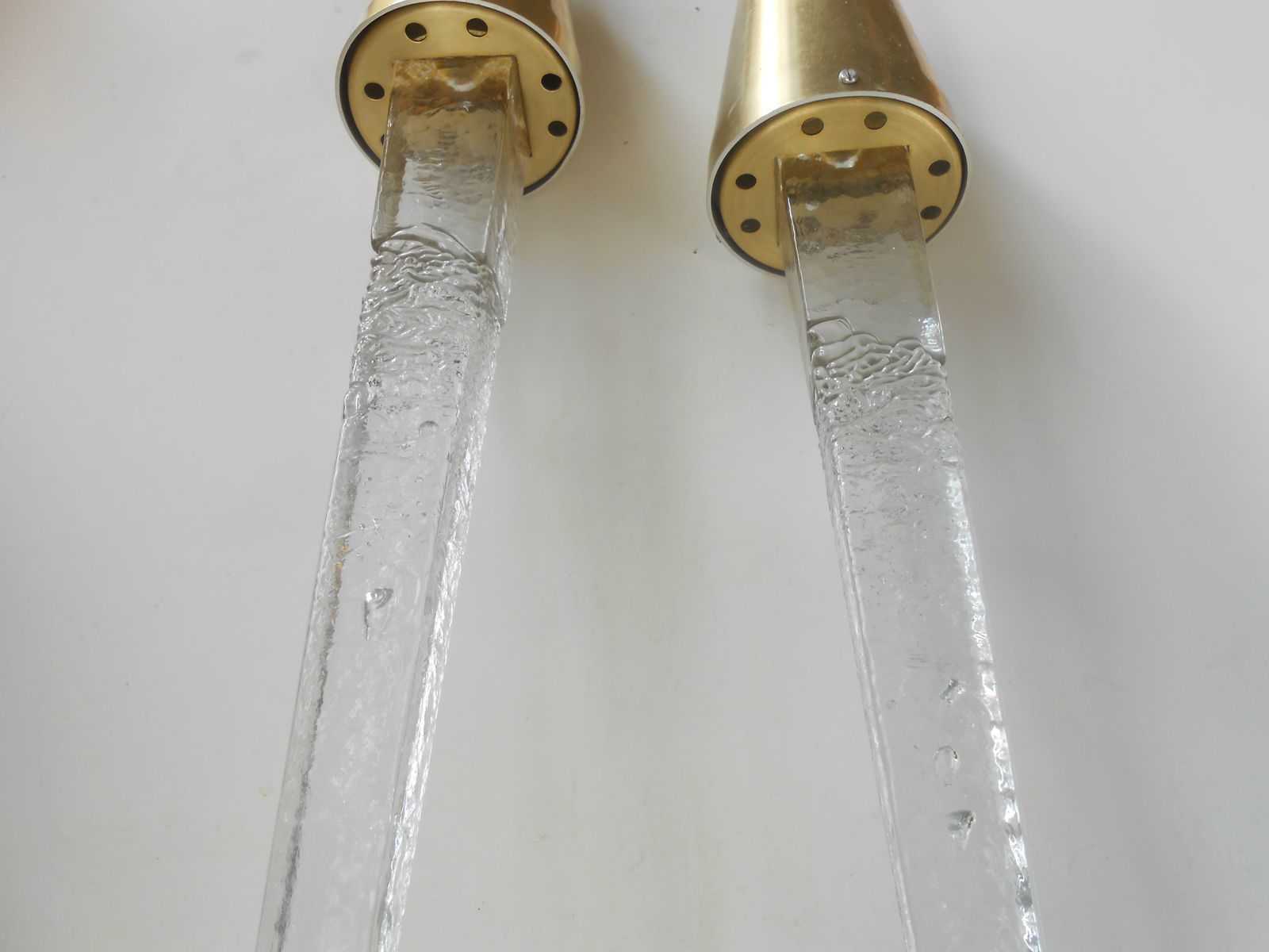 Scandinavian Modern Glass & Brass Icicle Pendant Lamps From Atelje Engberg, Set Of 2 photo for sale