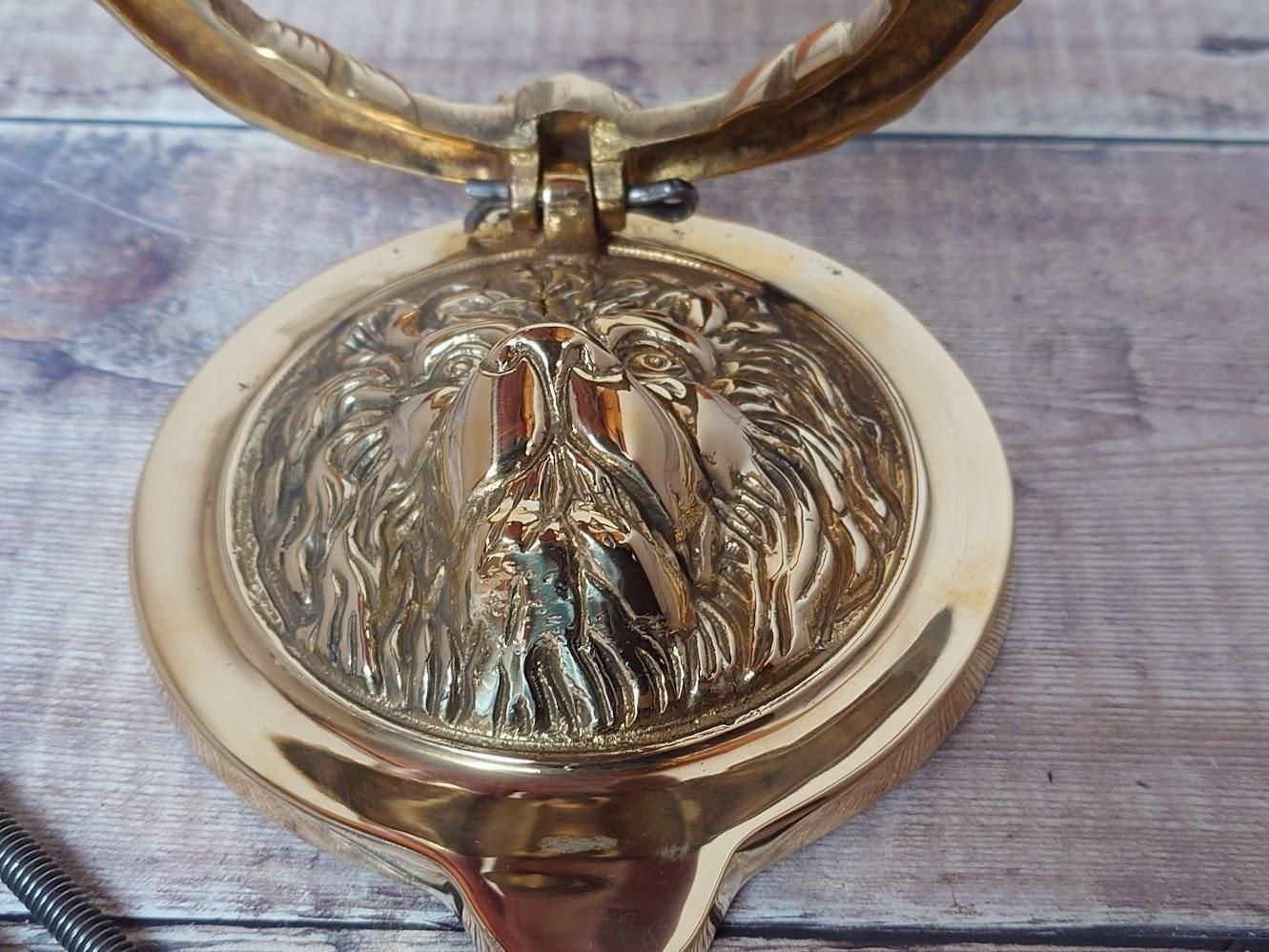 Polished Brass Lion Door Knocker, Heavy Brass Door Knocker photo vintage