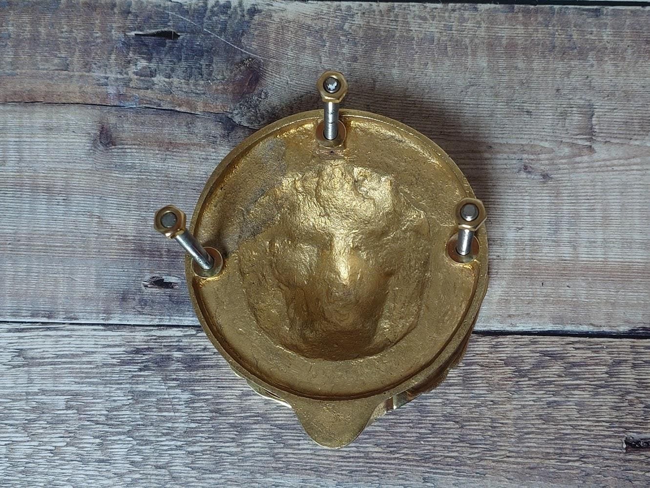 photo for sale Polished Brass Lion Door Knocker, Heavy Brass Door Knocker