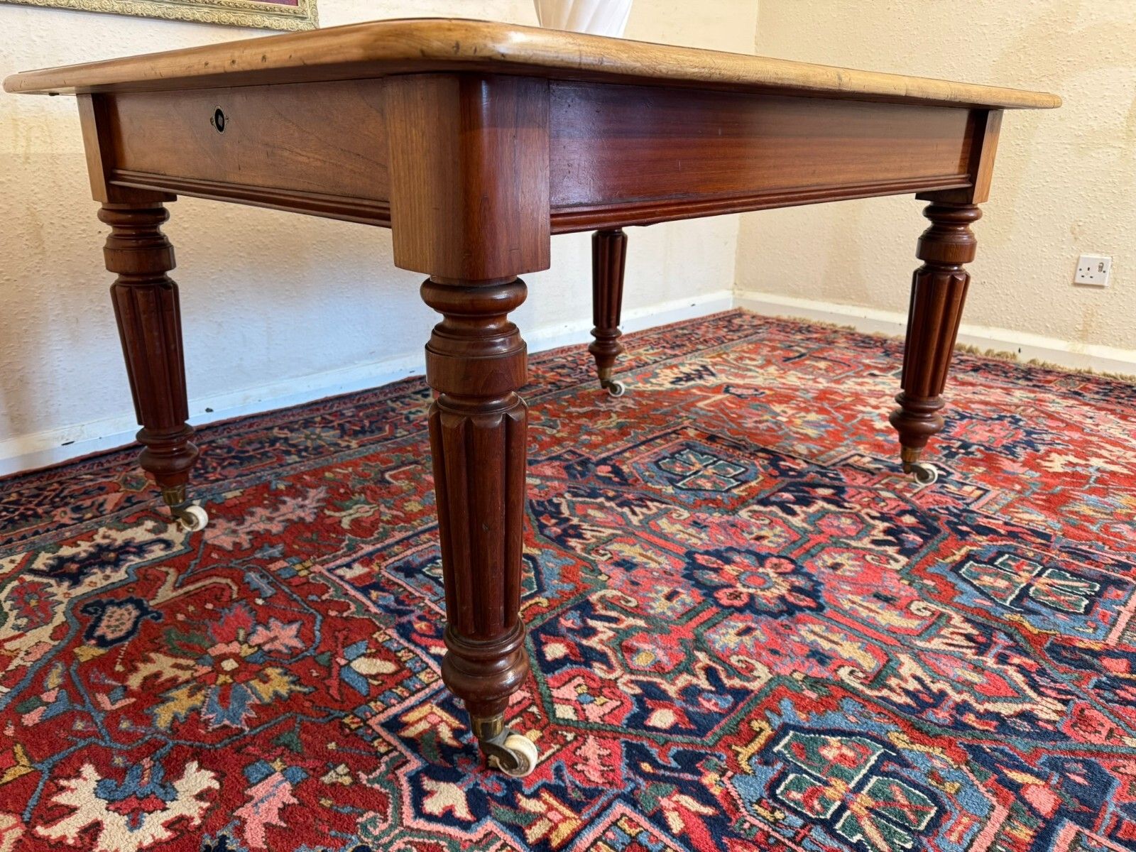Furniture Fantastic Antique Mahogany Pine Topped Kitchen Table Circa 1880 photo