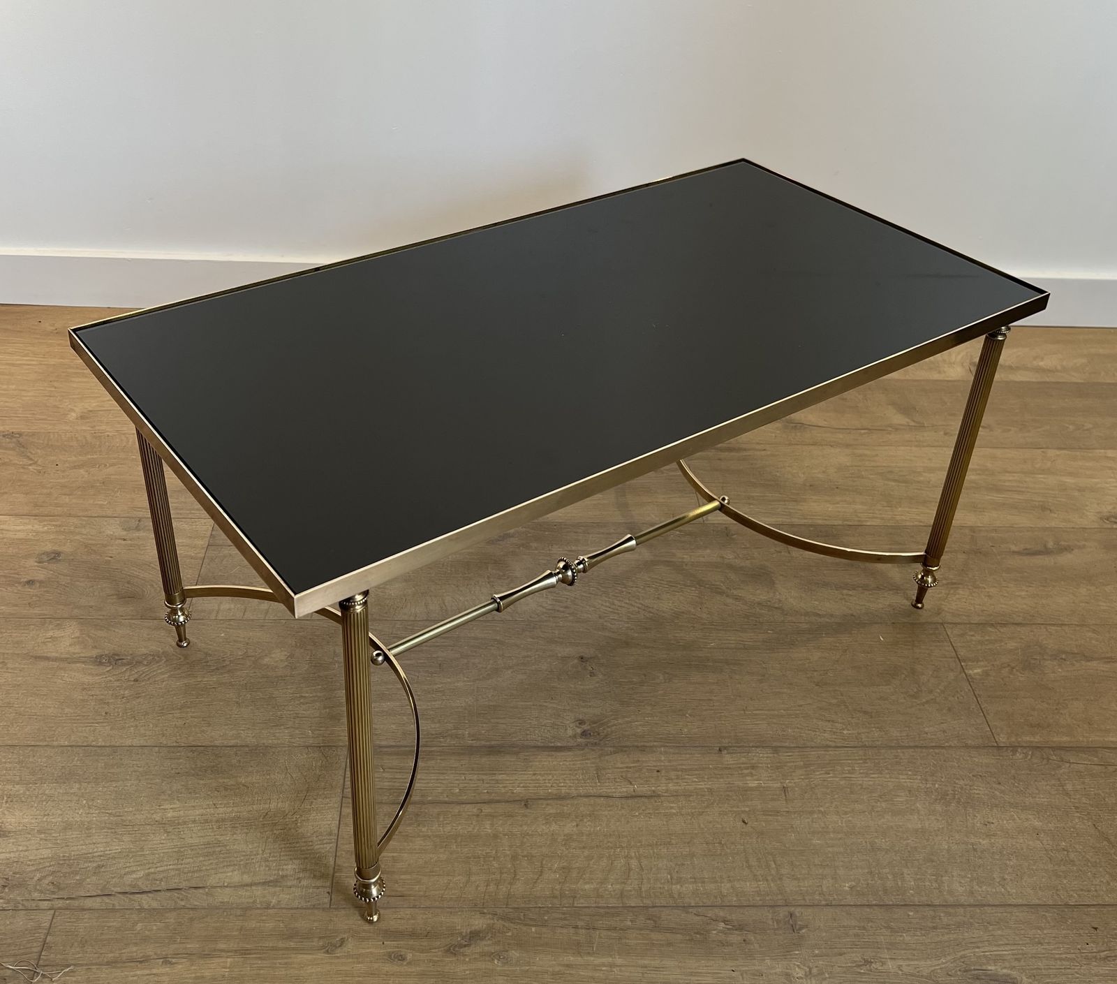 Brass And Black Lacquered Glass Coffee Table From Maison Jansen photo furniture