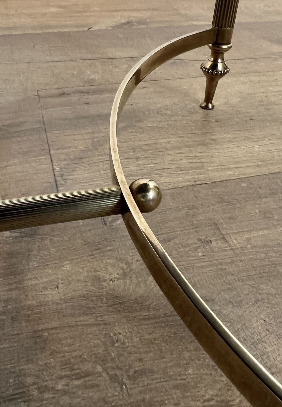 photo for sale Brass And Black Lacquered Glass Coffee Table From Maison Jansen